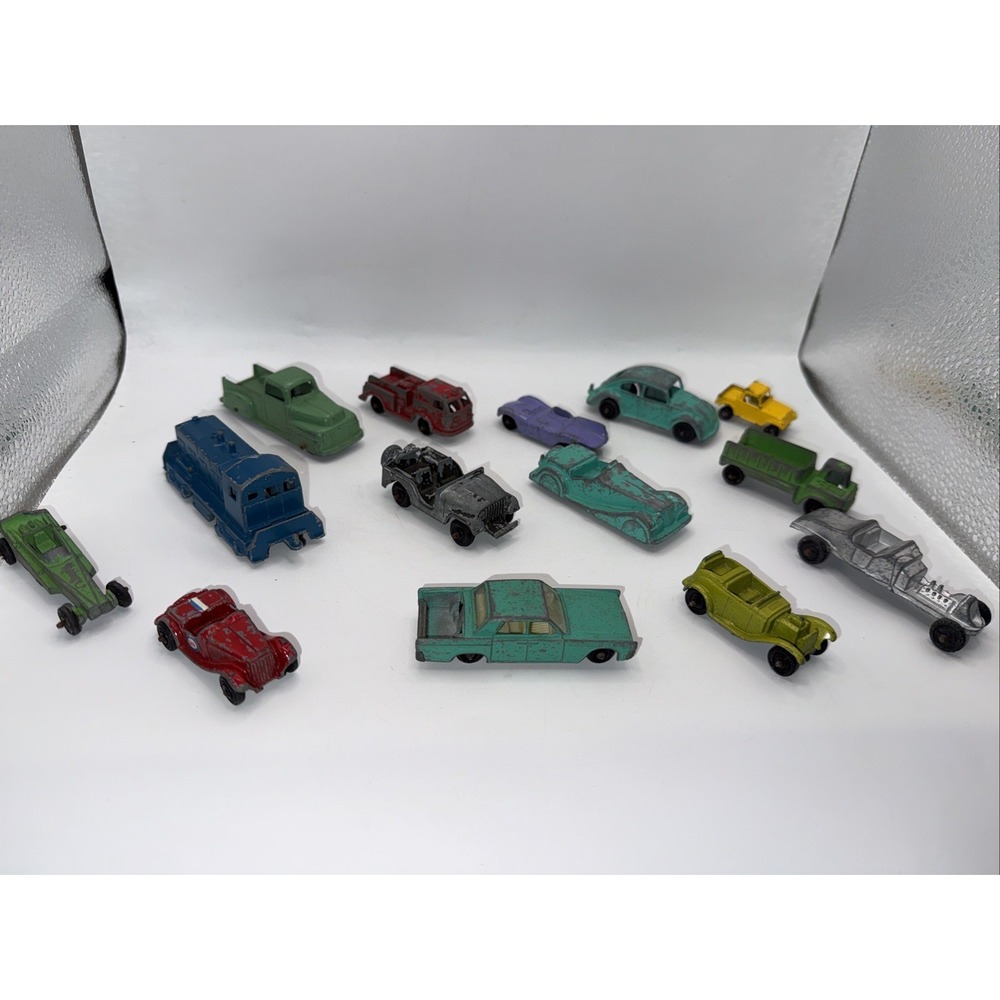 Vintage Metal Die Cast Toy Car Lot Of 14: Tootsie, Midgetoy, Lesney Matchbox